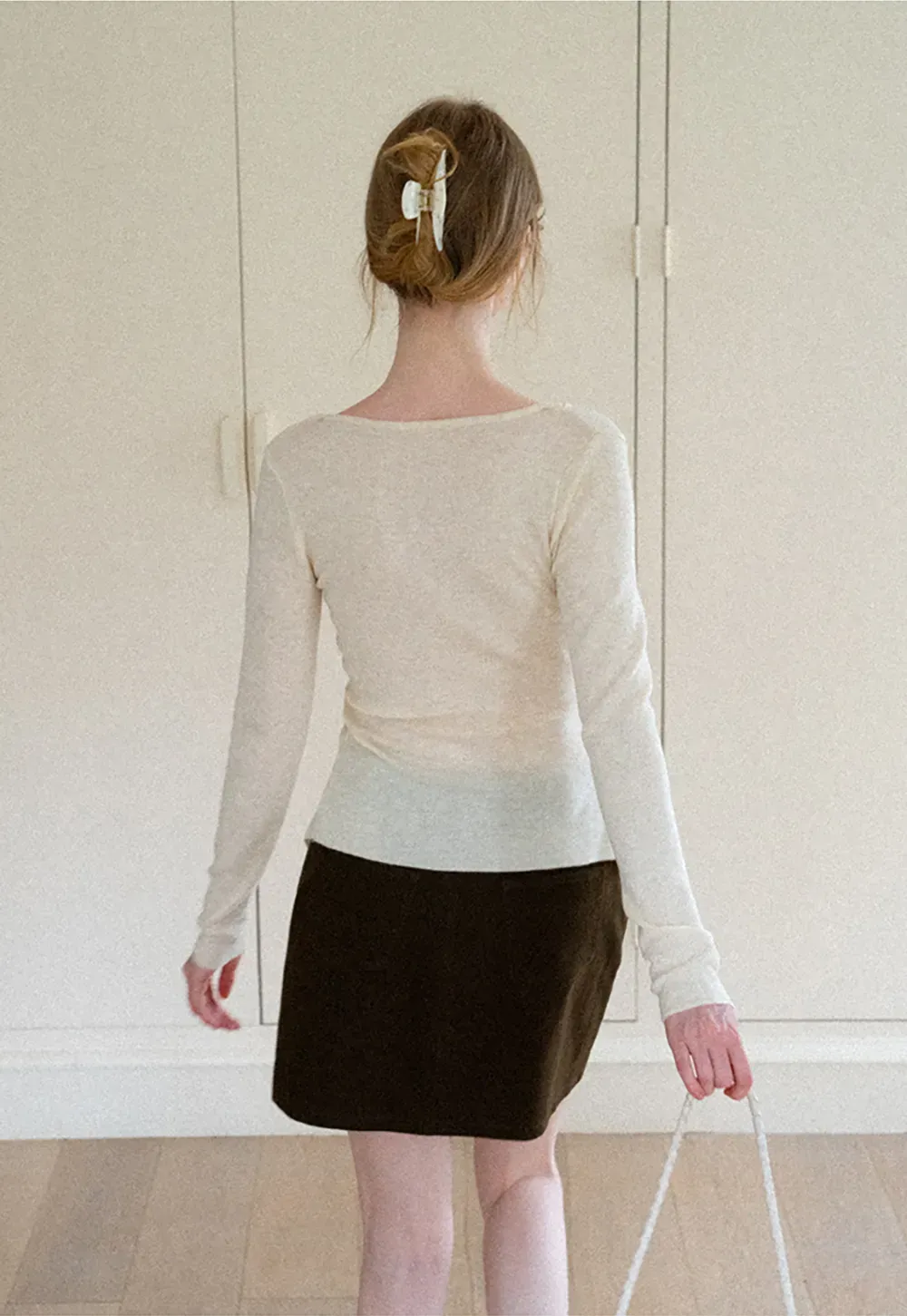 Wrap Front V Neck Long Sleeve Knit Sweater