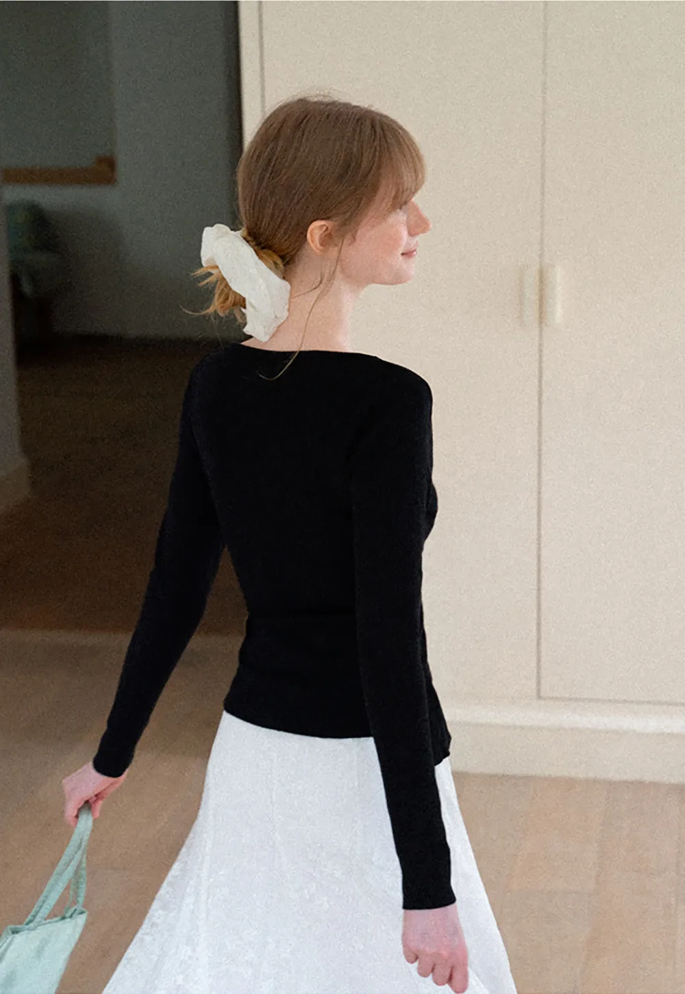 Wrap Front V Neck Long Sleeve Knit Sweater