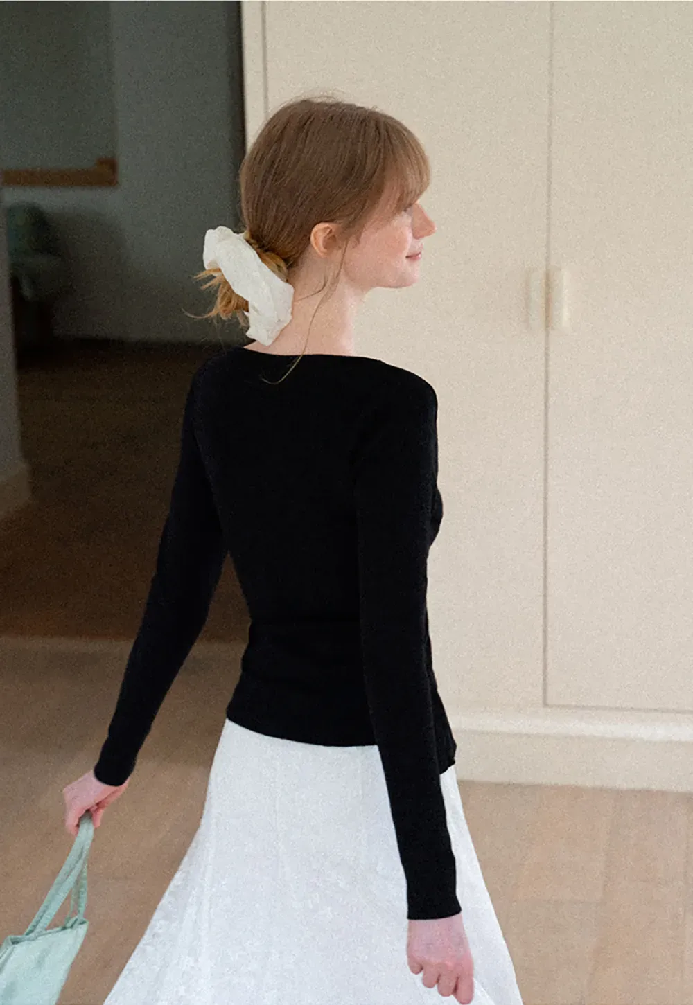 Wrap Front V Neck Long Sleeve Knit Sweater