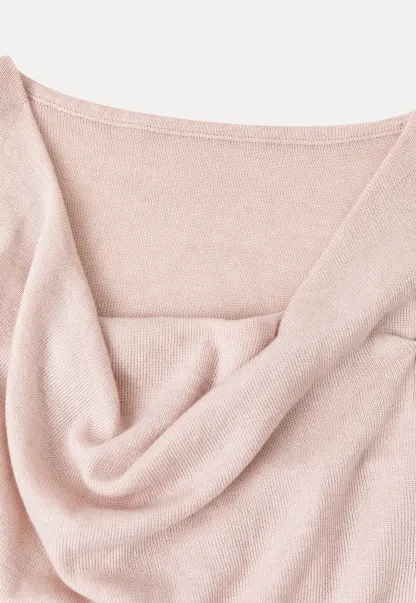 Off Shoulder Cowl Neck Long Sleeve Woolen Knit Sweater