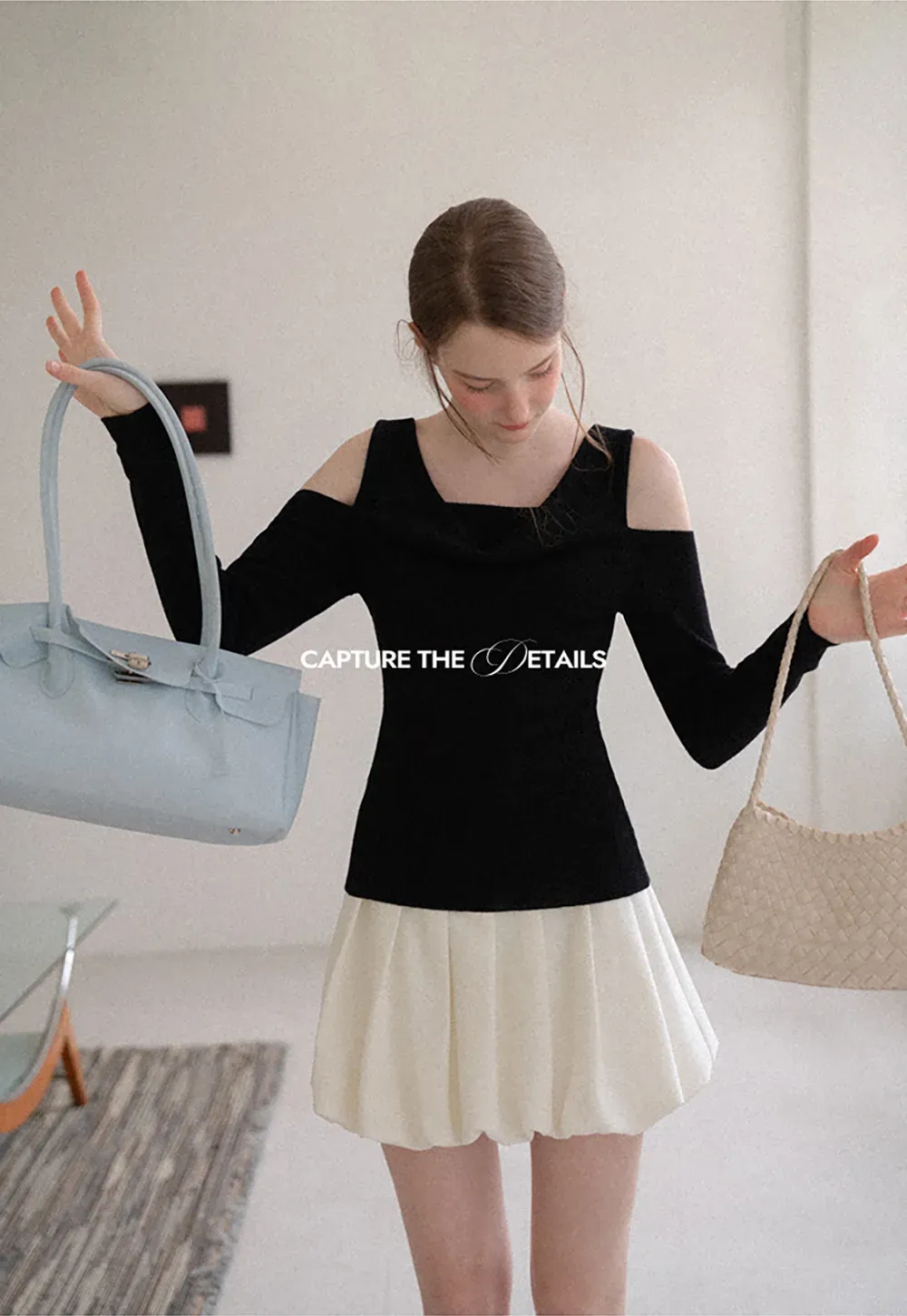 Off Shoulder Cowl Neck Long Sleeve Woolen Knit Sweater
