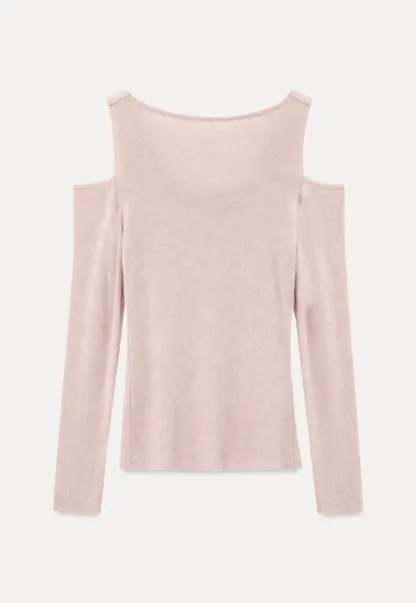 Off Shoulder Cowl Neck Long Sleeve Woolen Knit Sweater