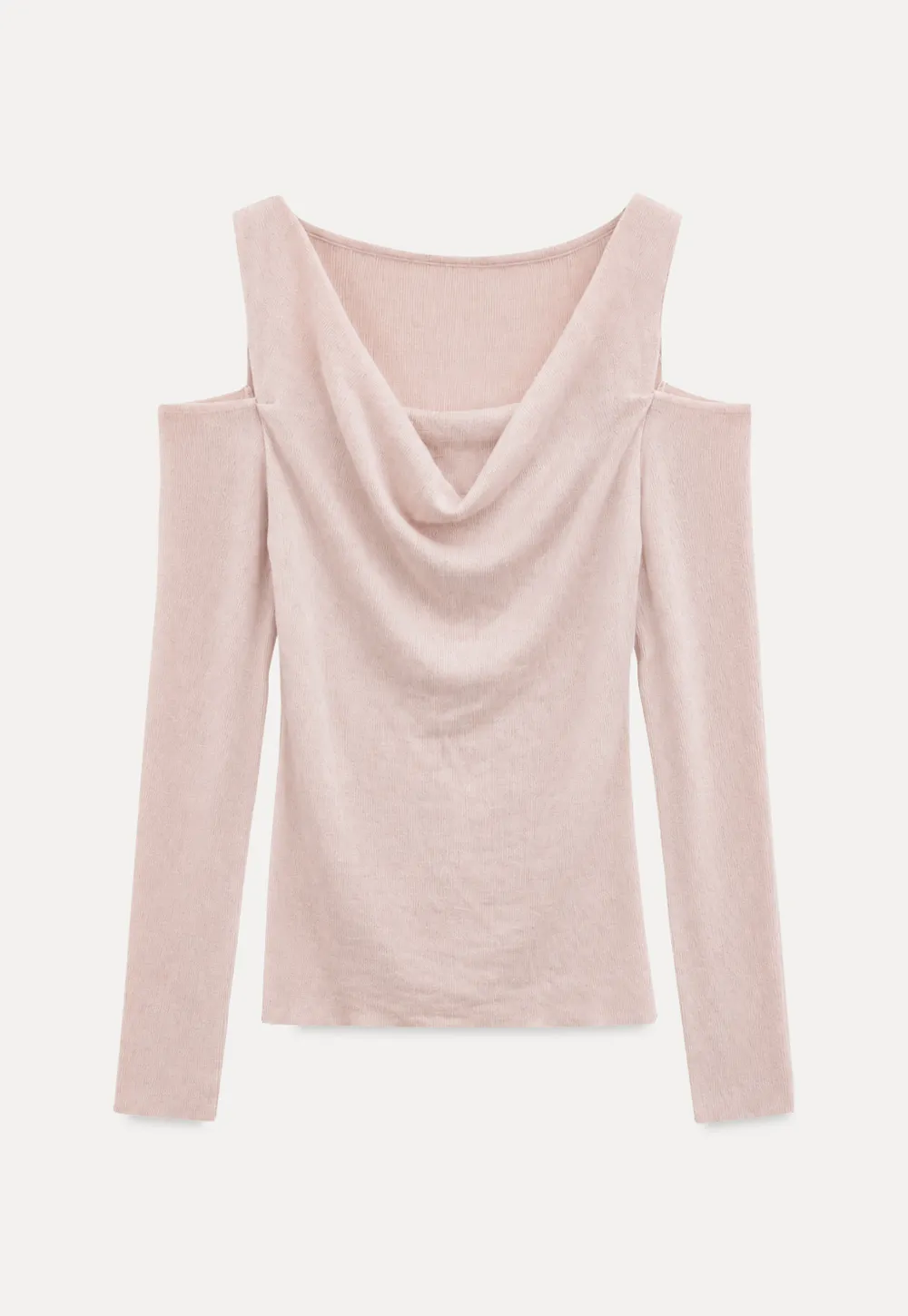 Off Shoulder Cowl Neck Long Sleeve Woolen Knit Sweater