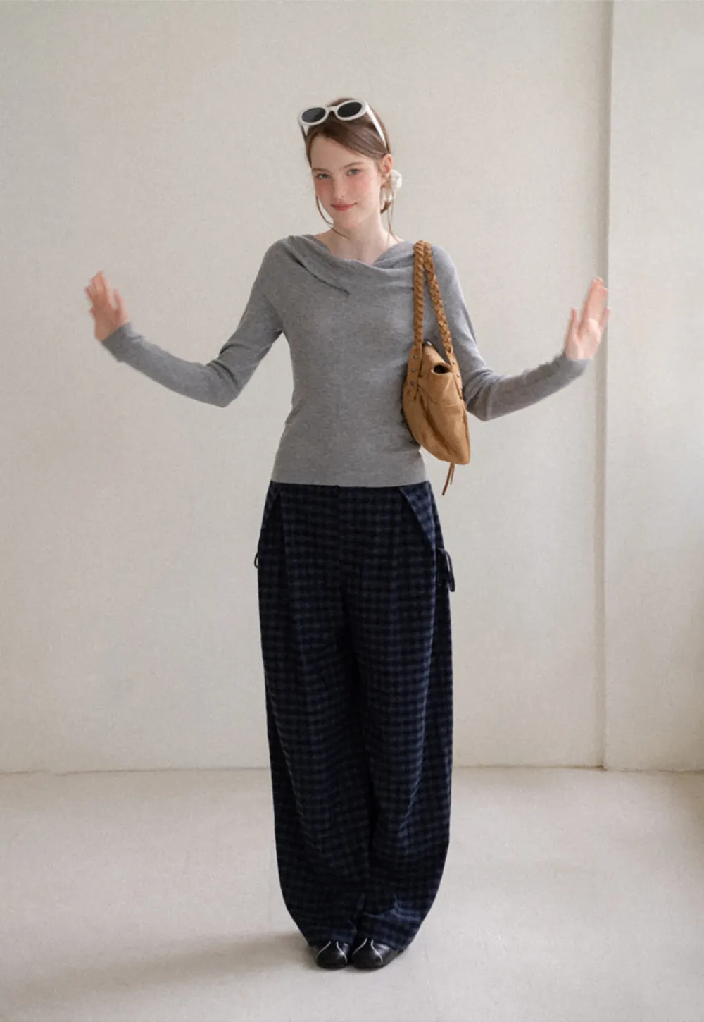 Asymmetrical Cowl Neck Woolen Knit Sweater