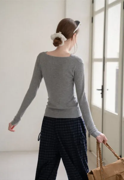 Asymmetrical Cowl Neck Woolen Knit Sweater