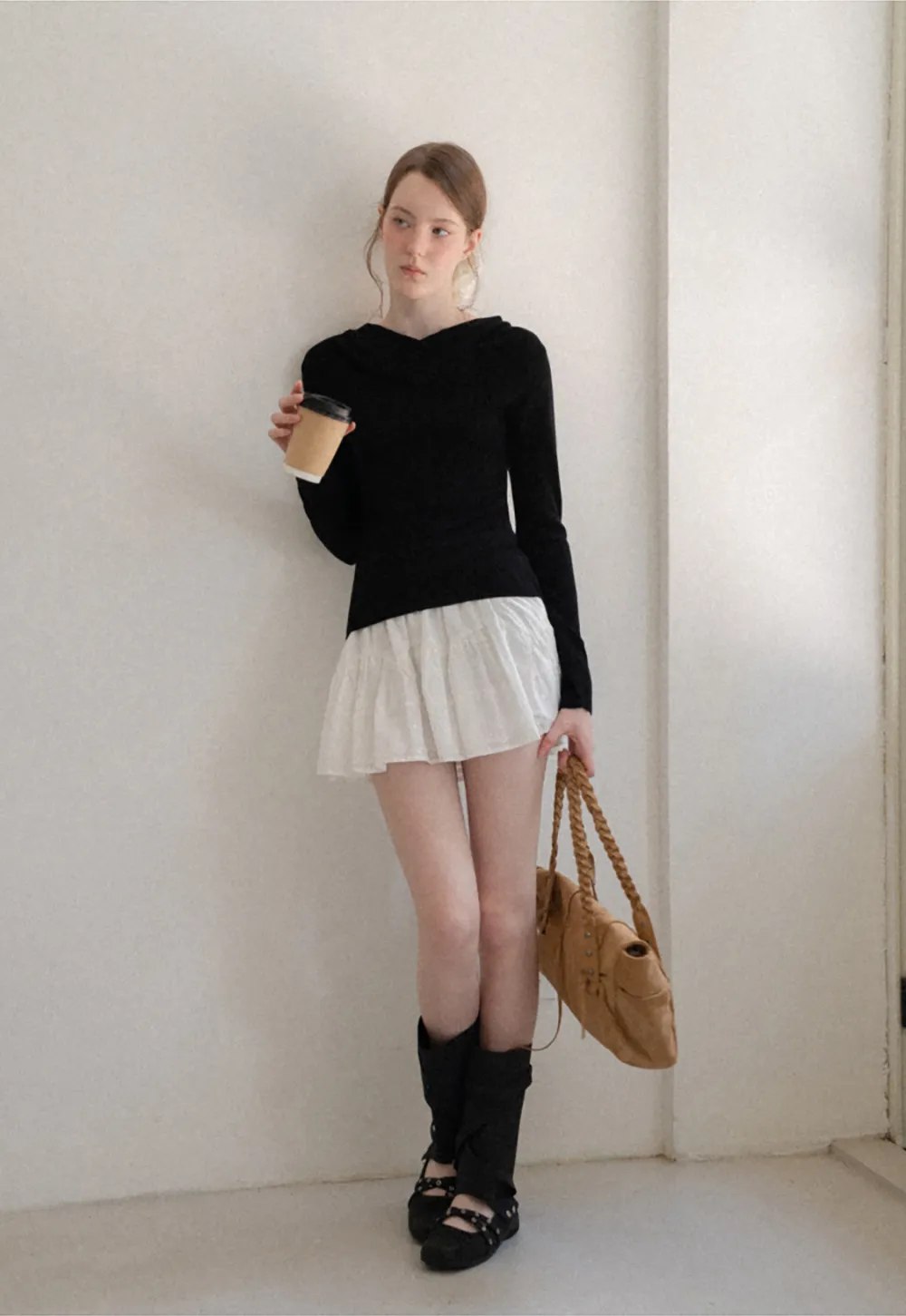 Asymmetrical Cowl Neck Woolen Knit Sweater