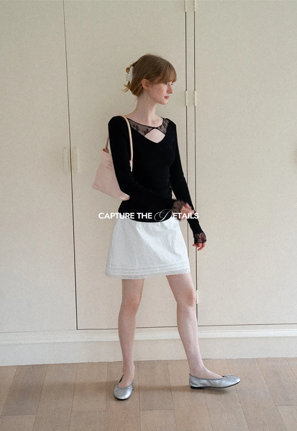 Lace Trim V Neck Long Sleeve Knit Sweater