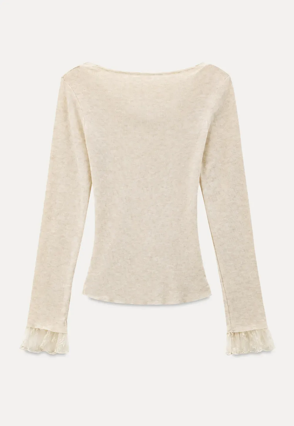 Lace Trim V Neck Long Sleeve Knit Sweater