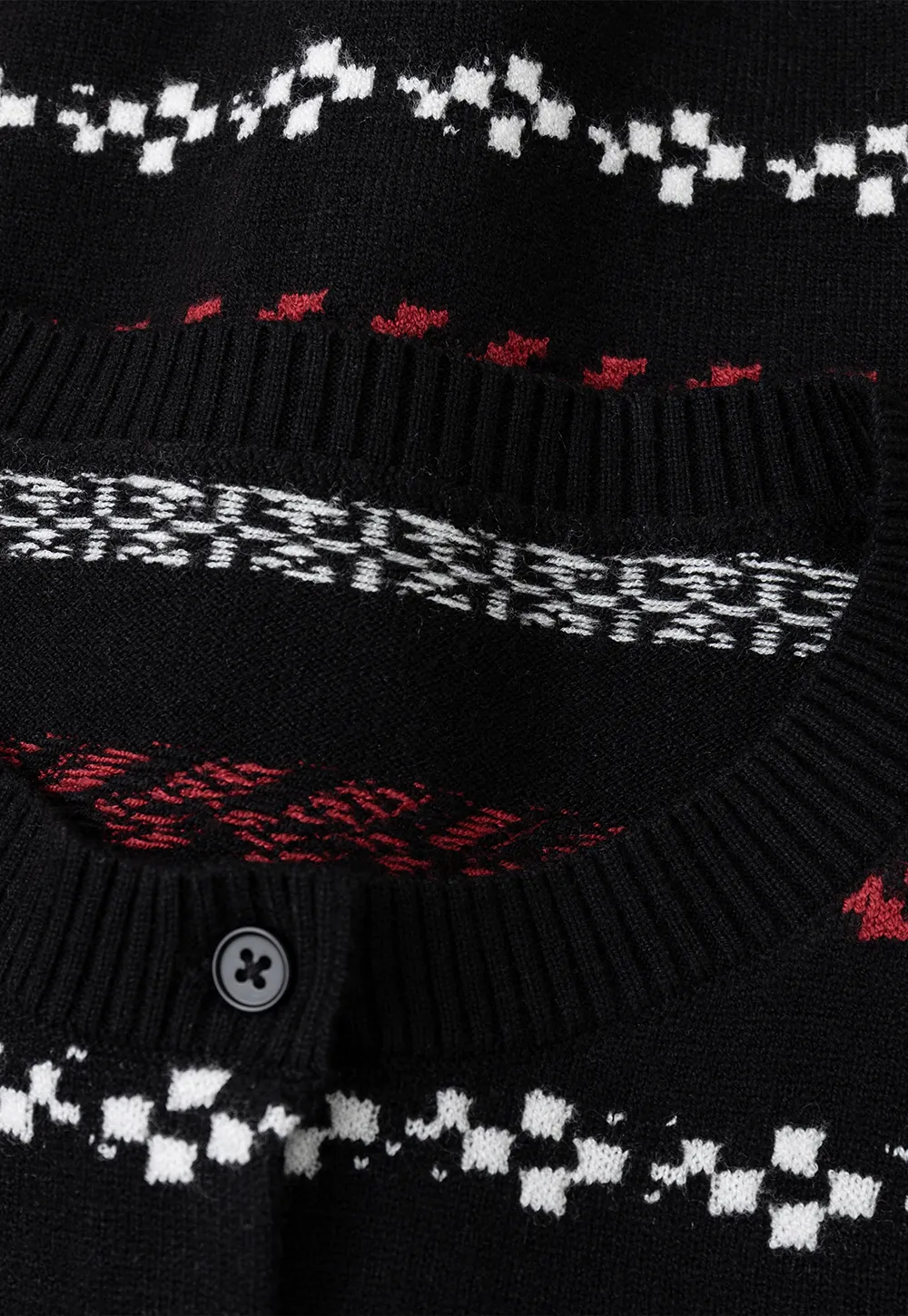 Fair Isle Patterned Cropped Wool Knit Sweater