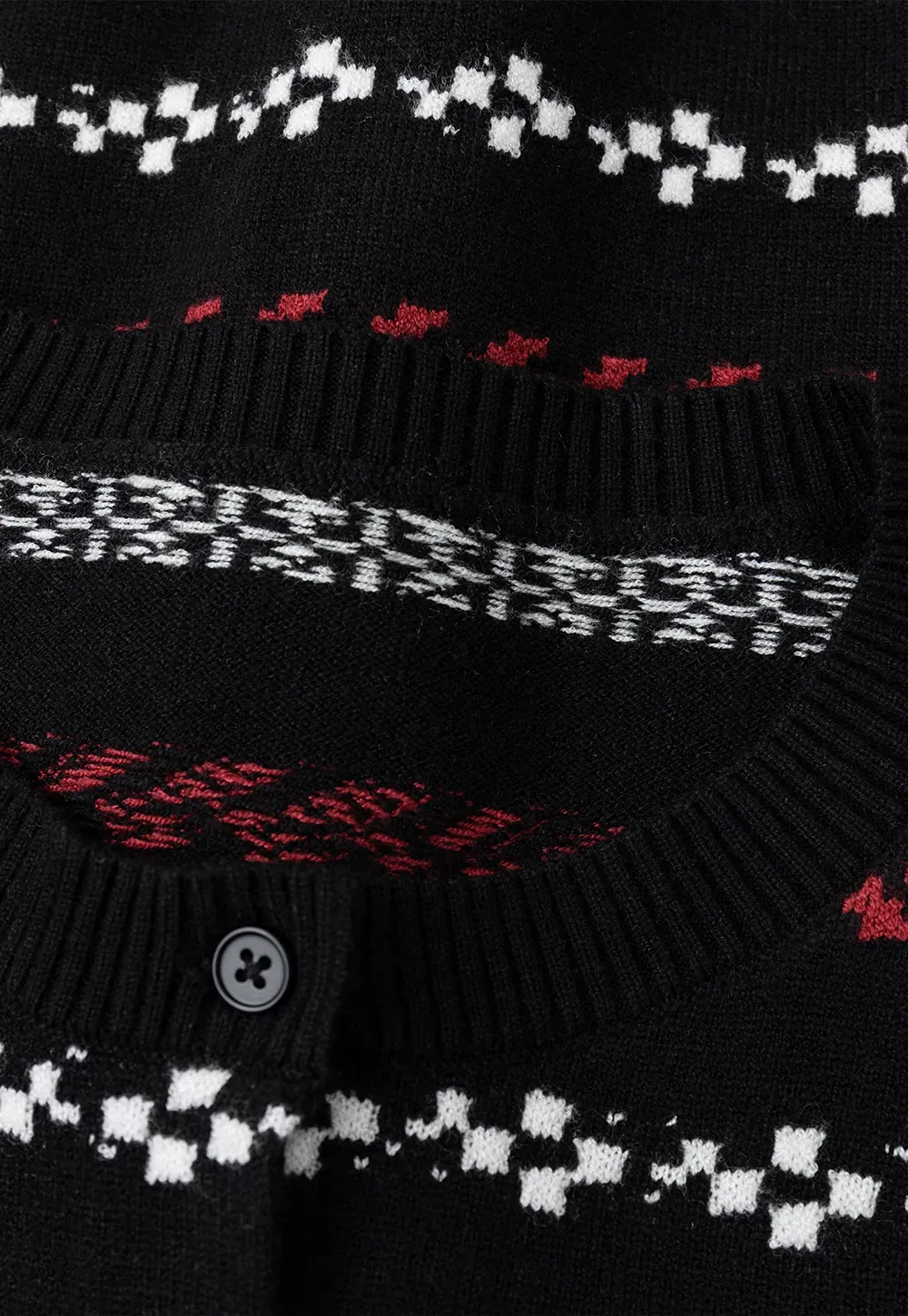 Fair Isle Patterned Cropped Wool Knit Sweater
