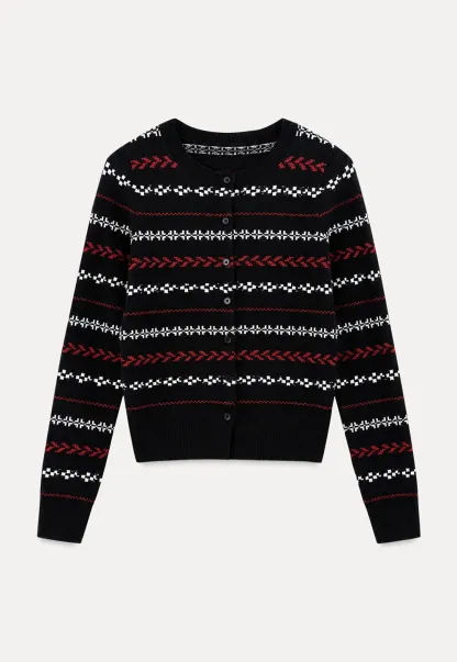 Fair Isle Patterned Cropped Wool Knit Sweater