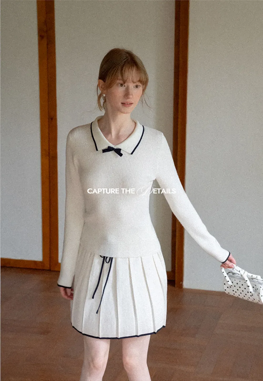 Pleated Skirt with Drawstring Waist and Trimmed Hem