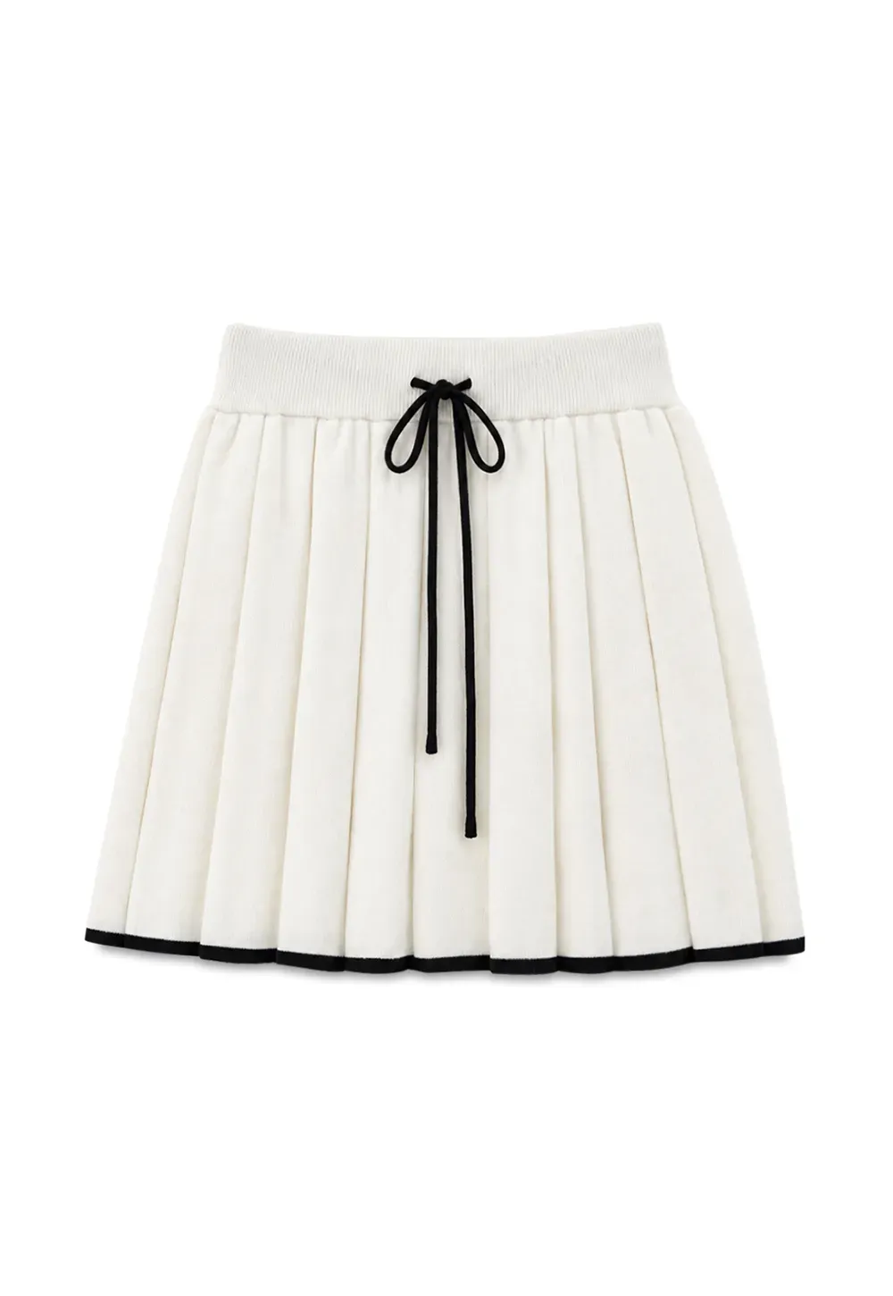 Pleated Skirt with Drawstring Waist and Trimmed Hem