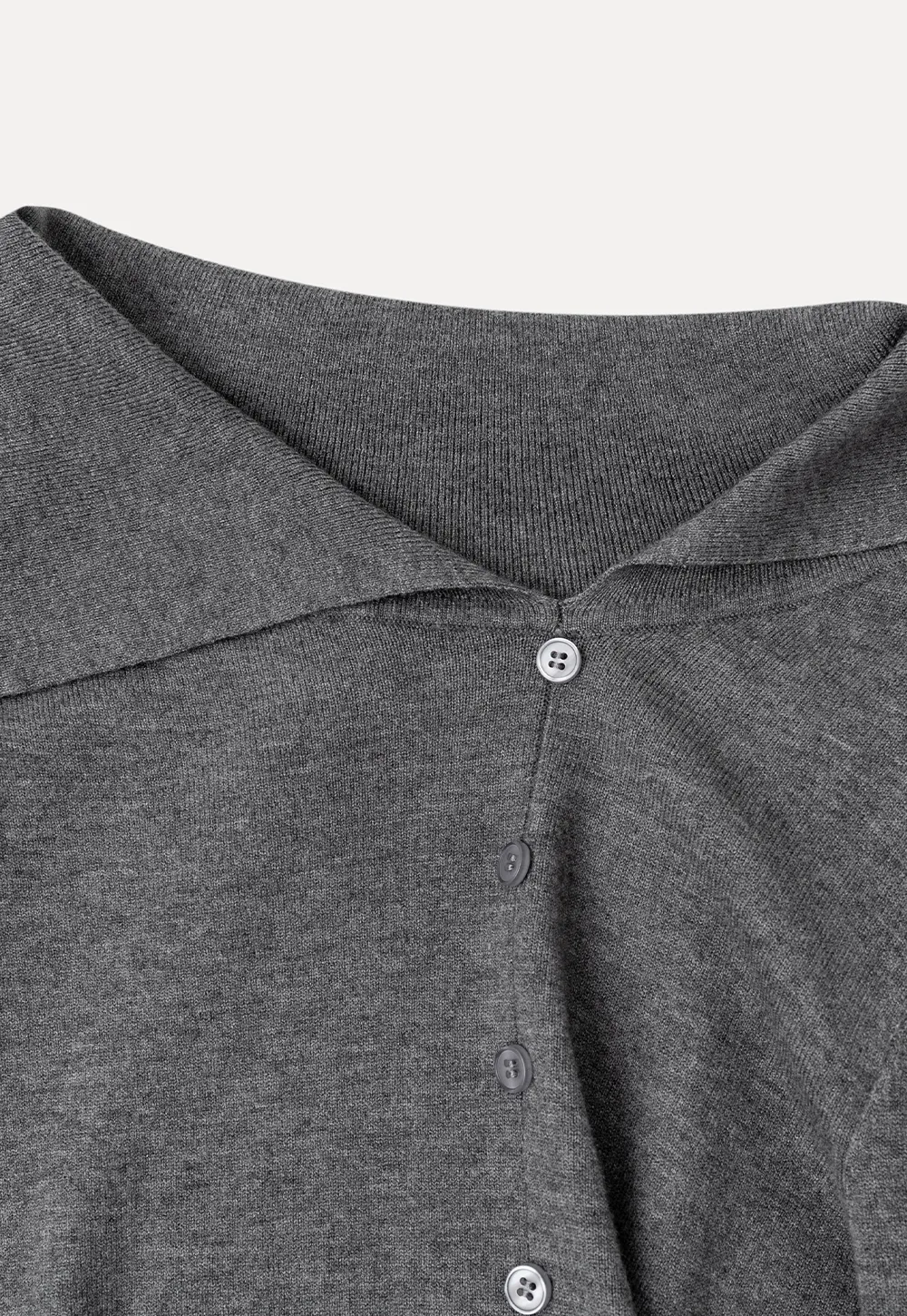 Asymmetrical Hem V Neck Button Front Knit Sweater