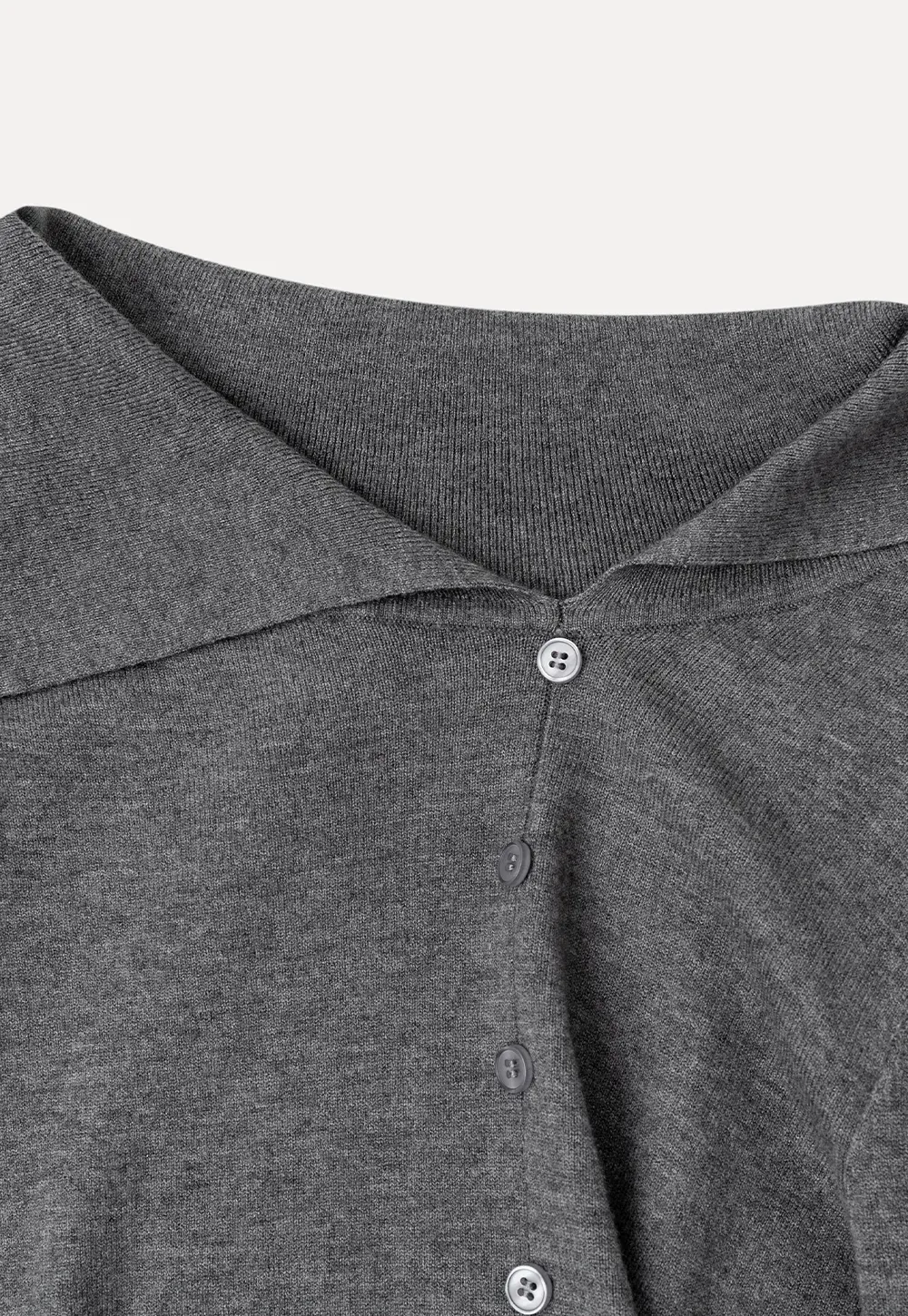 Asymmetrical Hem V Neck Button Front Knit Sweater