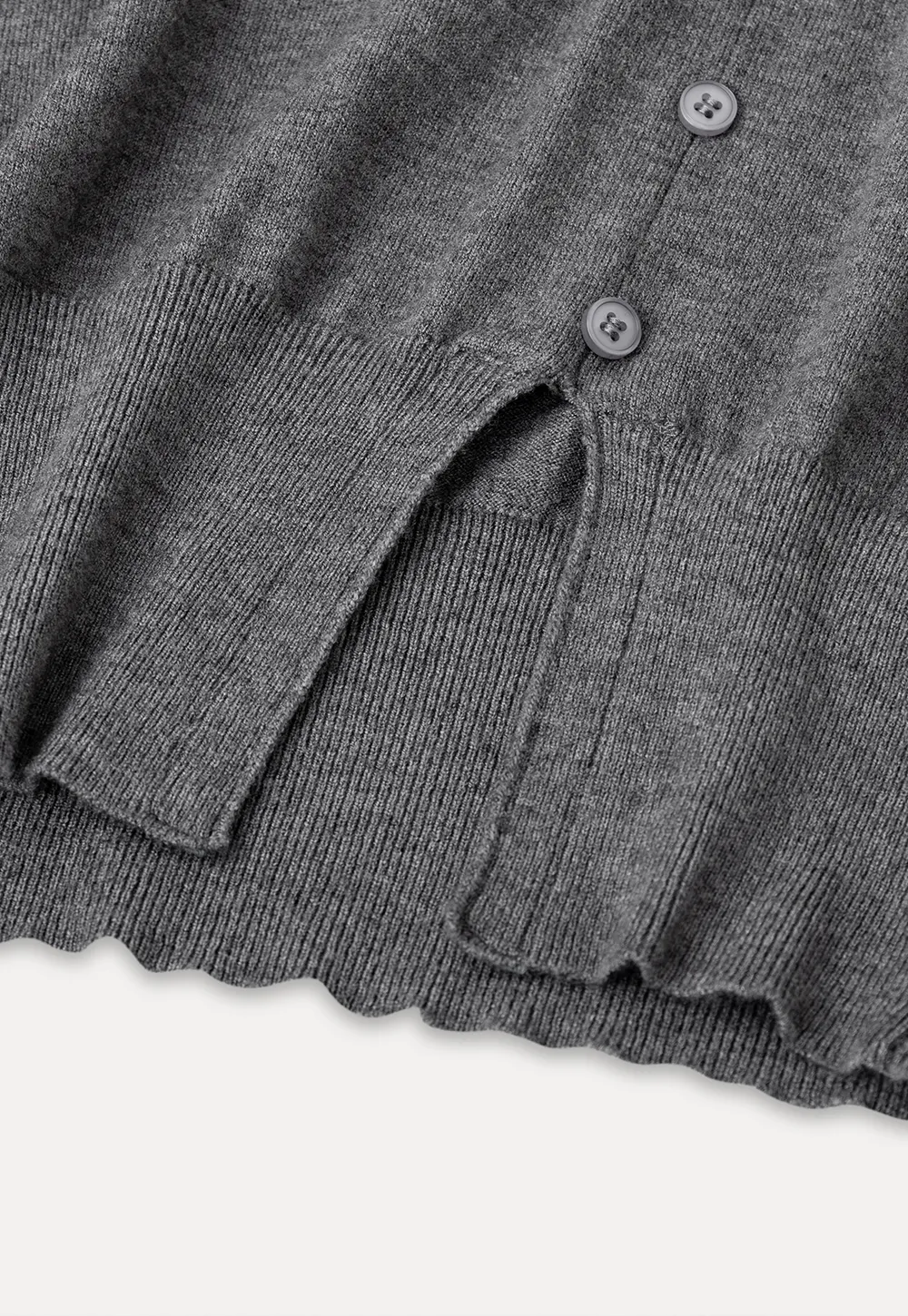 Asymmetrical Hem V Neck Button Front Knit Sweater