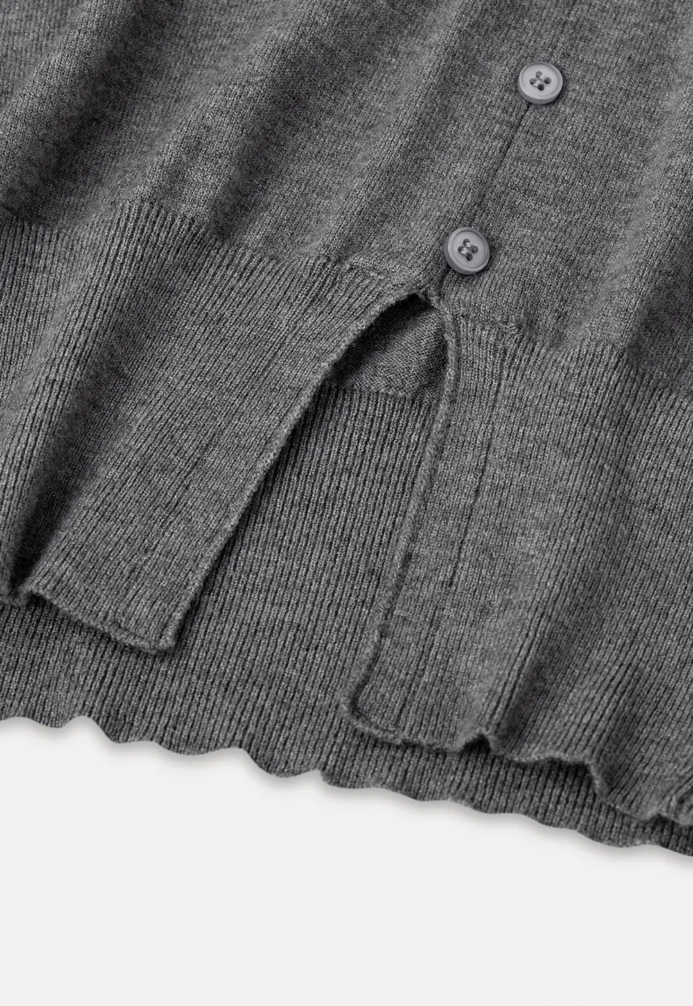 Asymmetrical Hem V Neck Button Front Knit Sweater