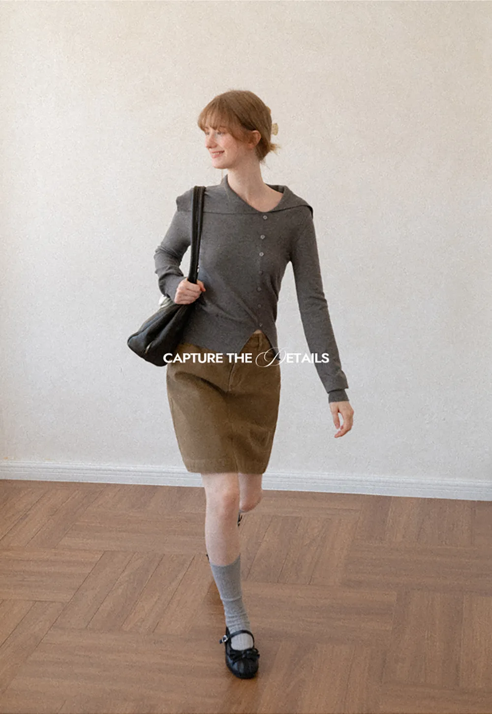 Asymmetrical Hem V Neck Button Front Knit Sweater