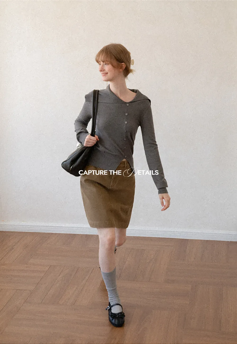 Asymmetrical Hem V Neck Button Front Knit Sweater