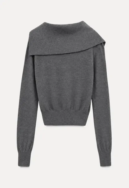 Asymmetrical Hem V Neck Button Front Knit Sweater