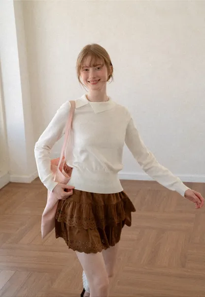 Peter Pan Collar Woolen Knit Sweater
