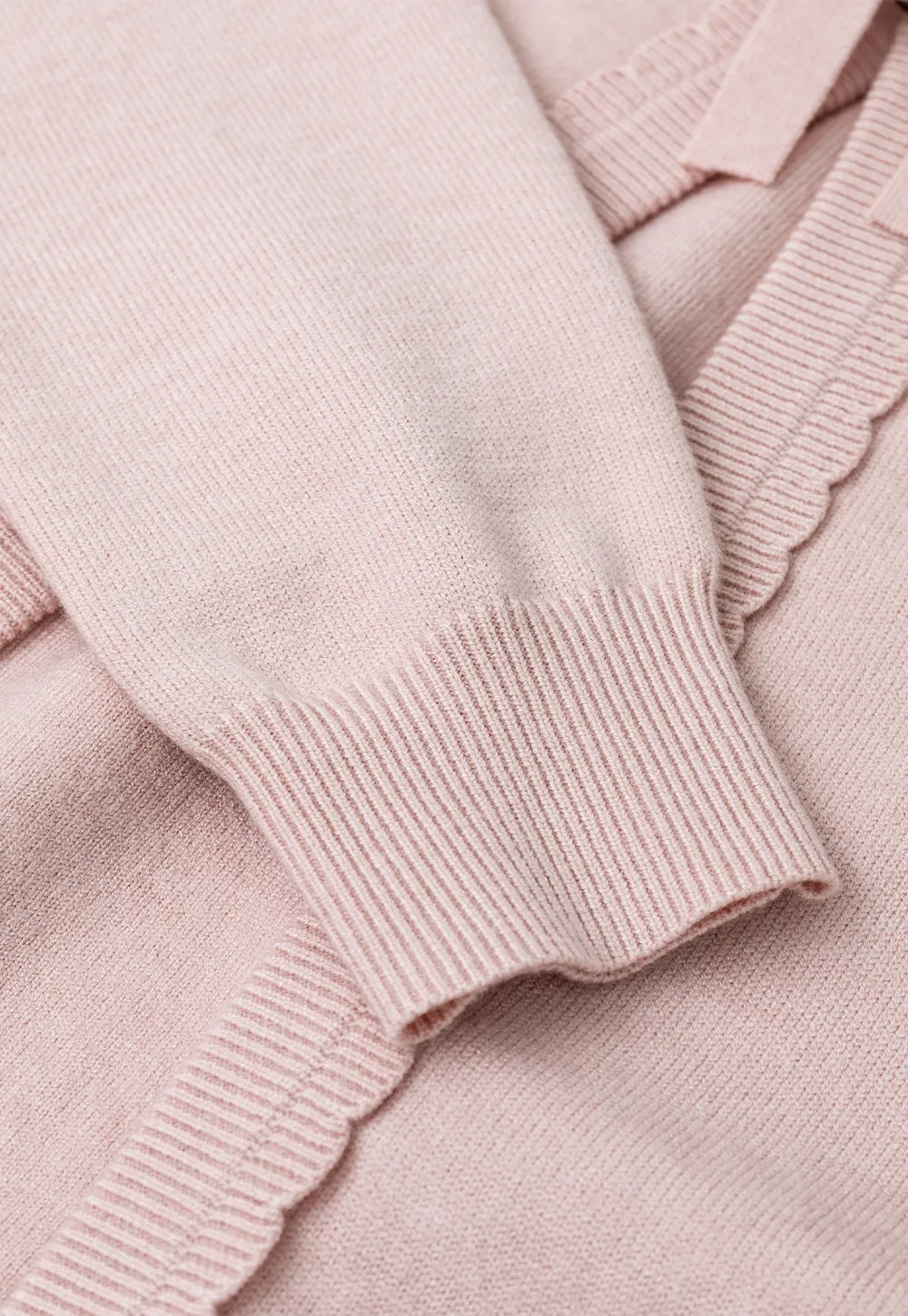 Bow Detail Front Closure Knit Sweater