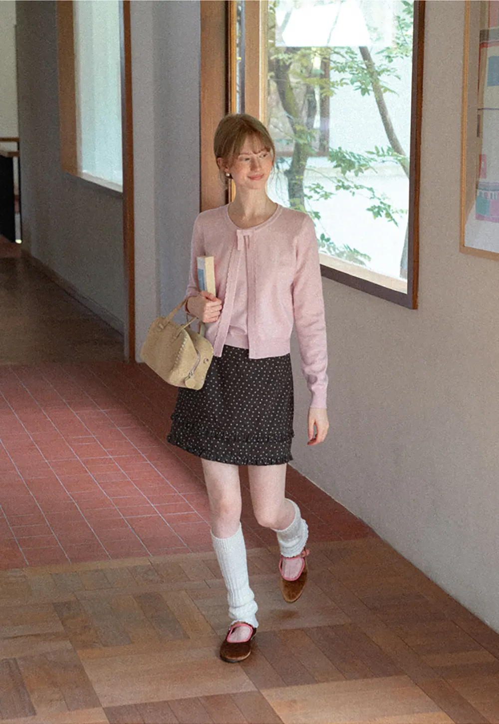 Bow Detail Front Closure Knit Sweater
