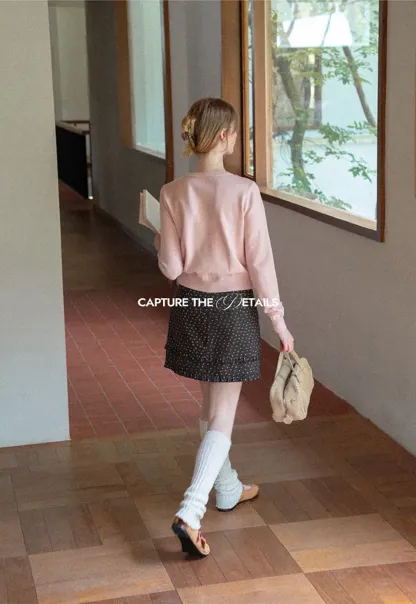 Bow Detail Front Closure Knit Sweater