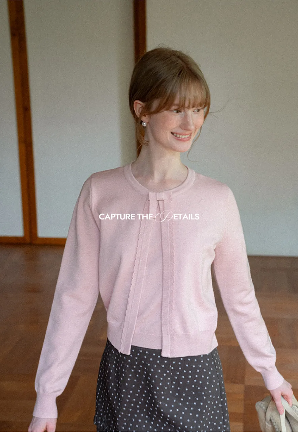 Bow Detail Front Closure Knit Sweater