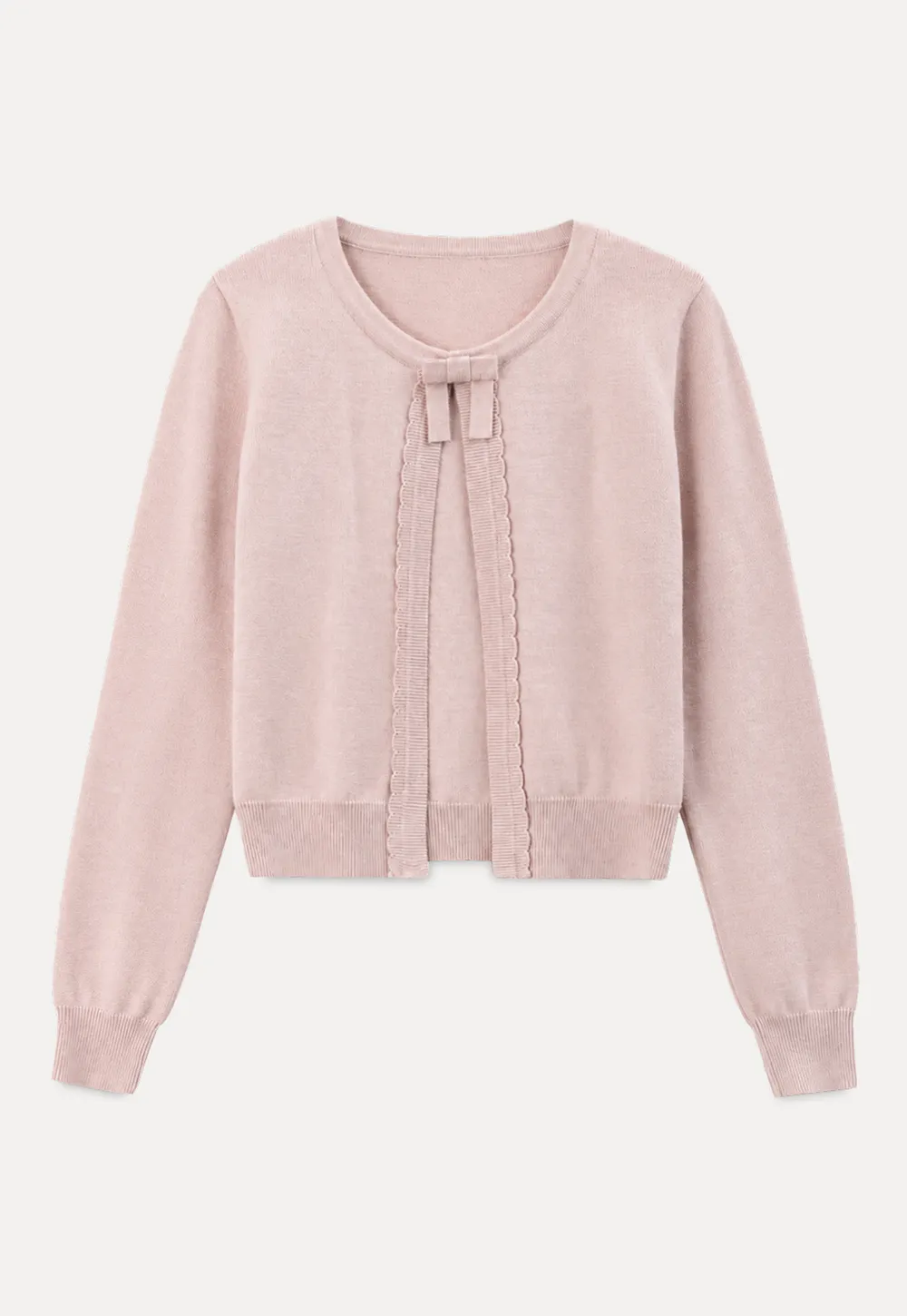 Bow Detail Front Closure Knit Sweater