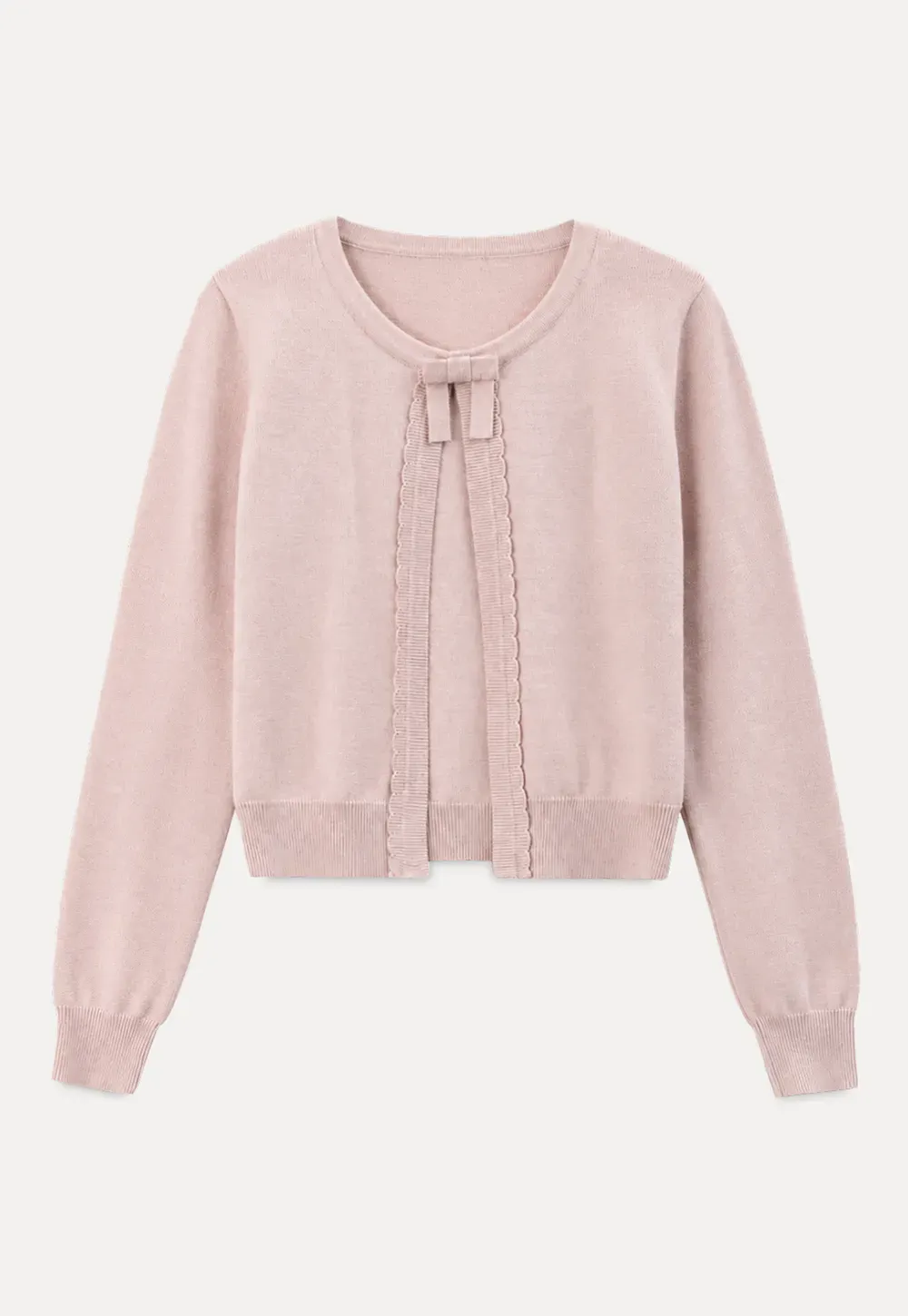 Bow Detail Front Closure Knit Sweater