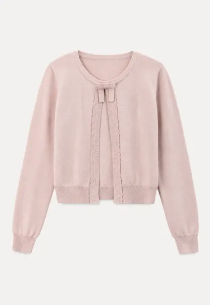 Bow Detail Front Closure Knit Sweater