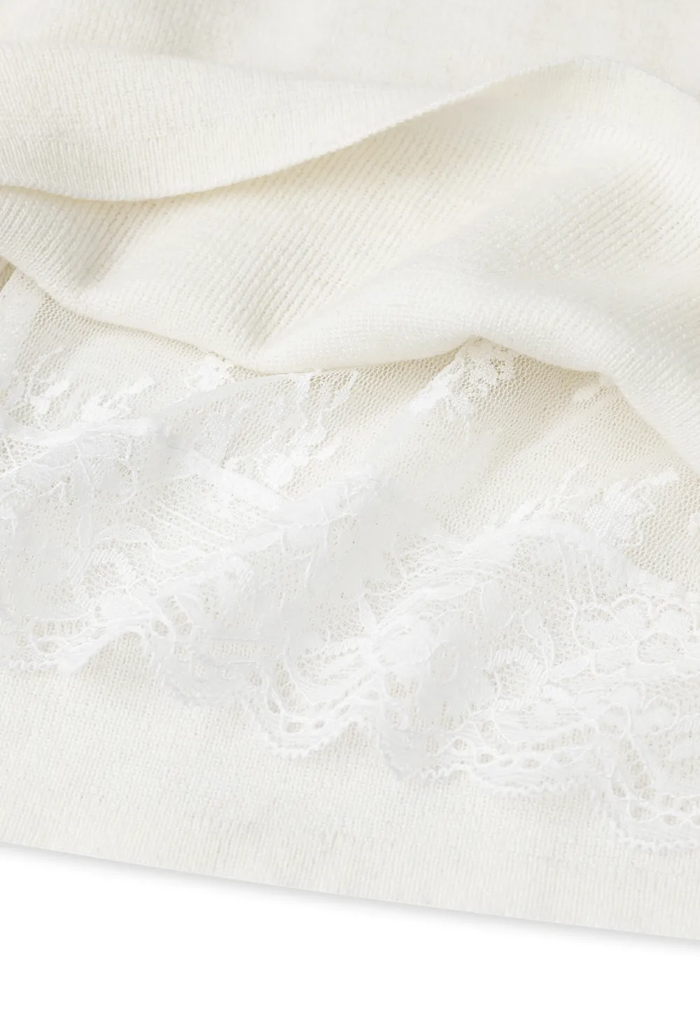 Lace Trim V Neck Long Sleeve Knit Sweater