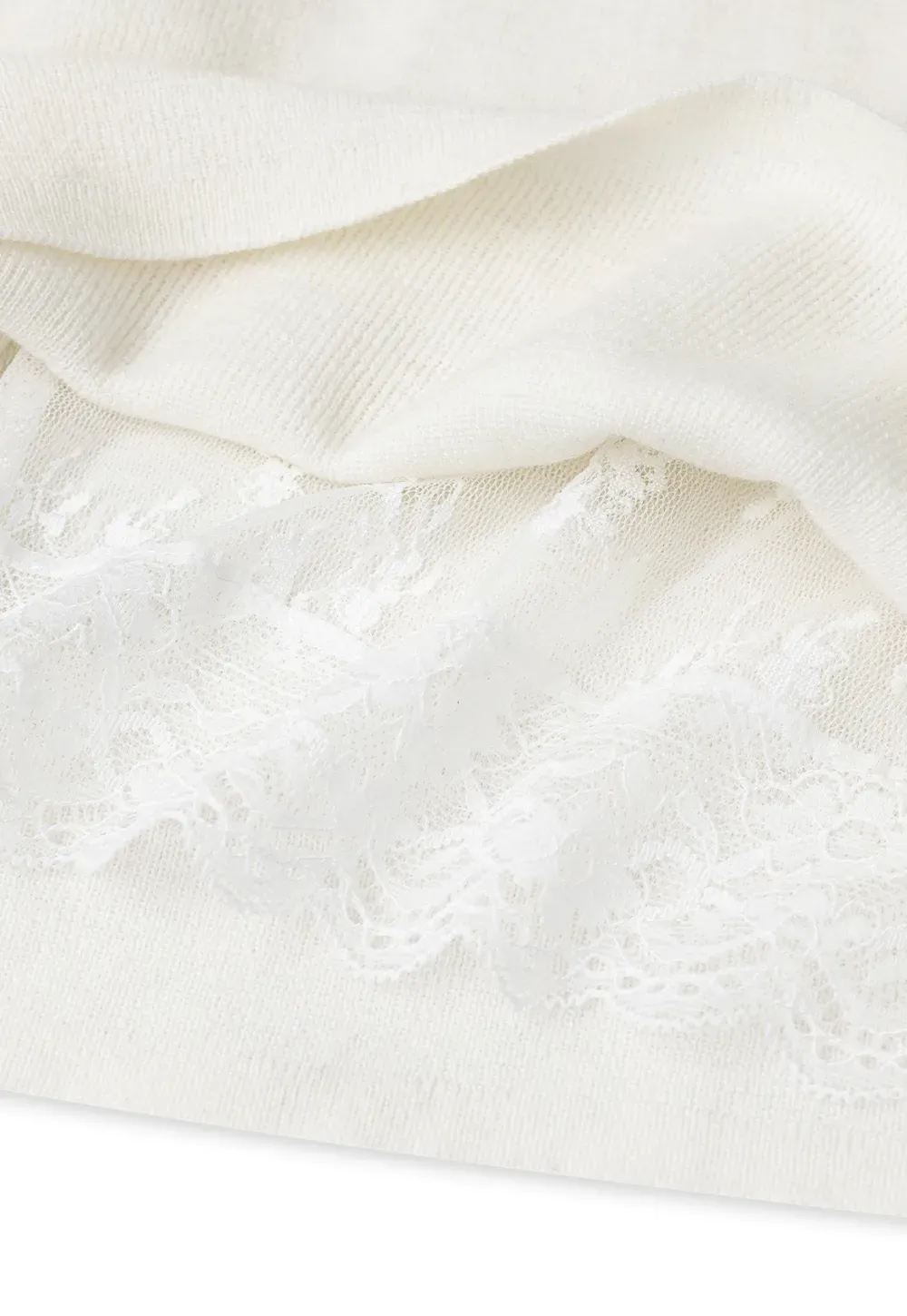 Lace Trim V Neck Long Sleeve Knit Sweater
