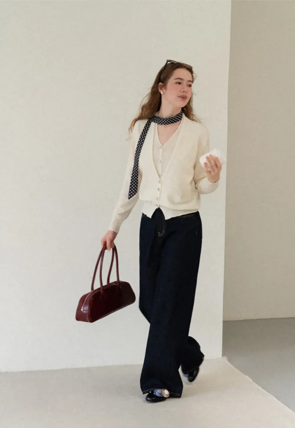 V Neck Button Front Cardigan Wool Knit Sweater