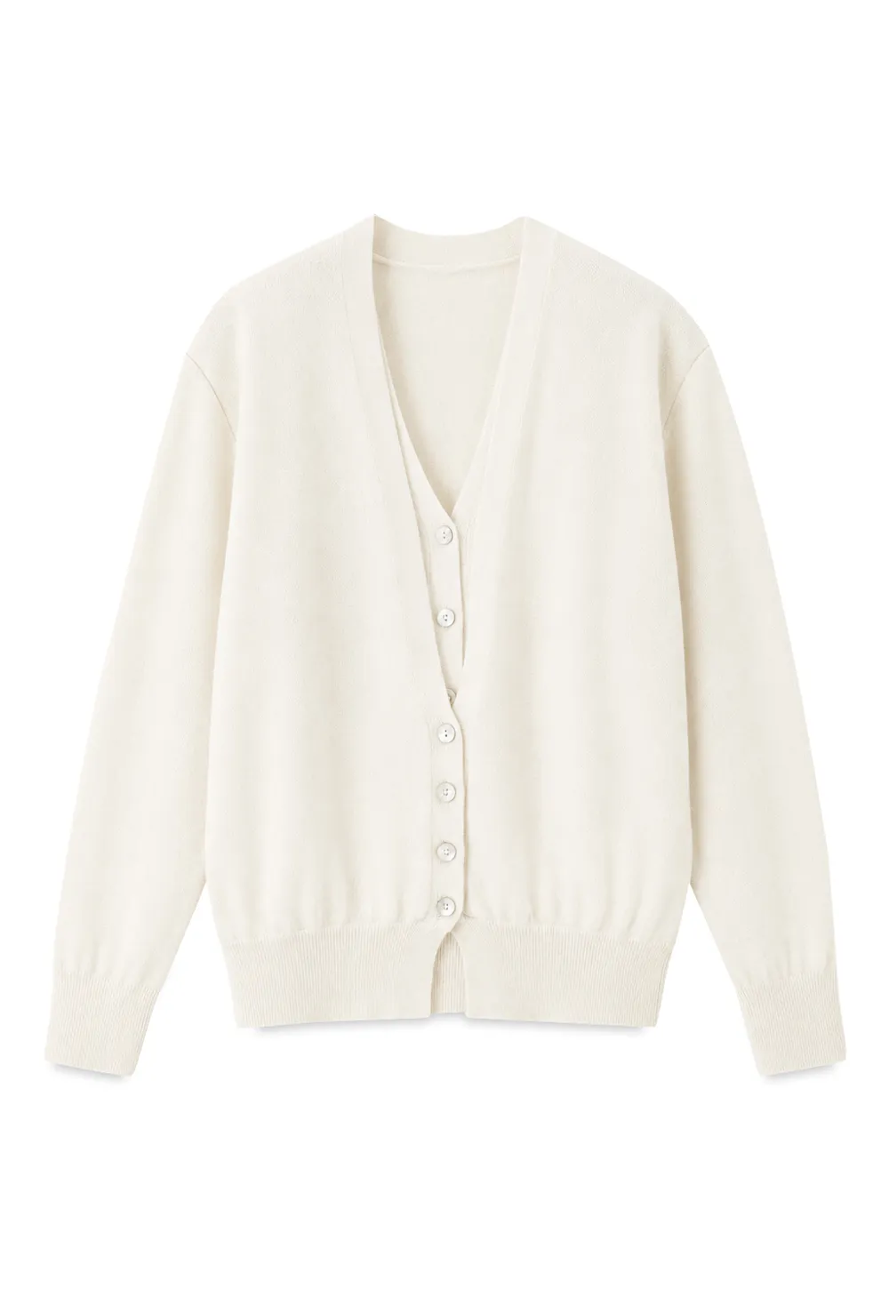 V Neck Button Front Cardigan Wool Knit Sweater