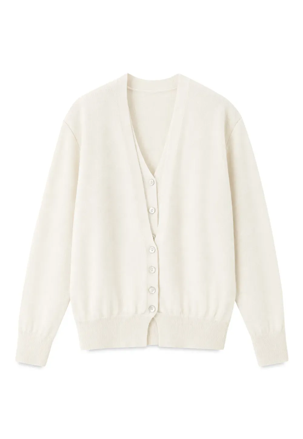 V Neck Button Front Cardigan Wool Knit Sweater