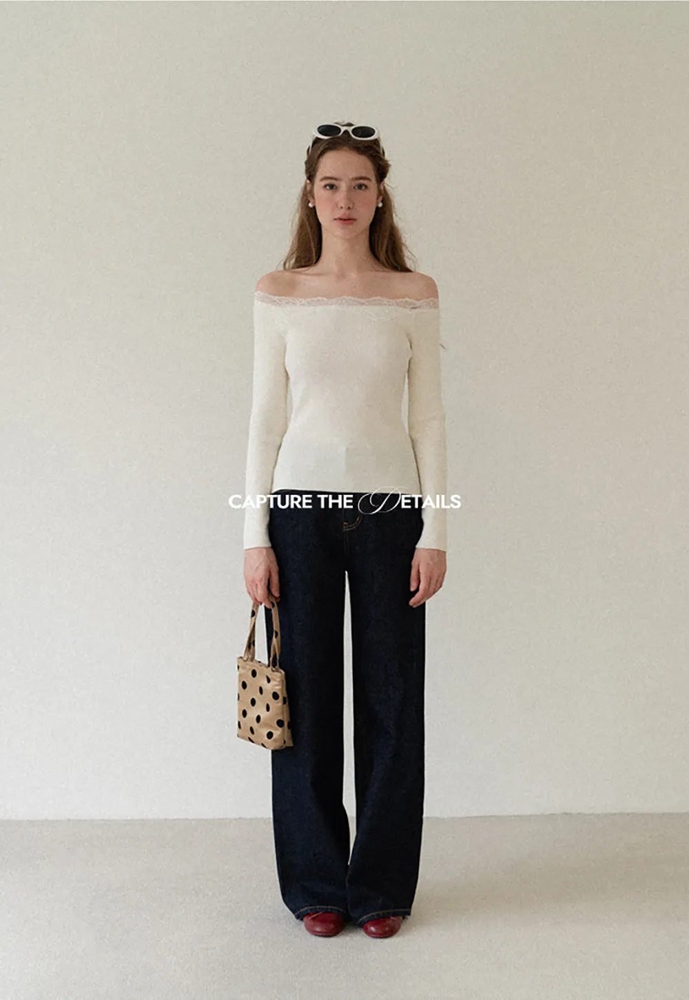 Lace Trim Off Shoulder Ribbed Knit Sweater