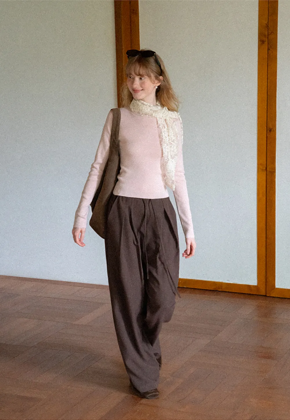 High Neck Long Sleeve Wool Knit Sweater