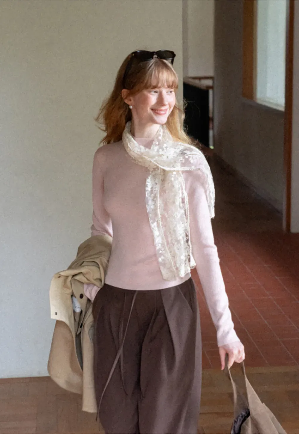 High Neck Long Sleeve Wool Knit Sweater