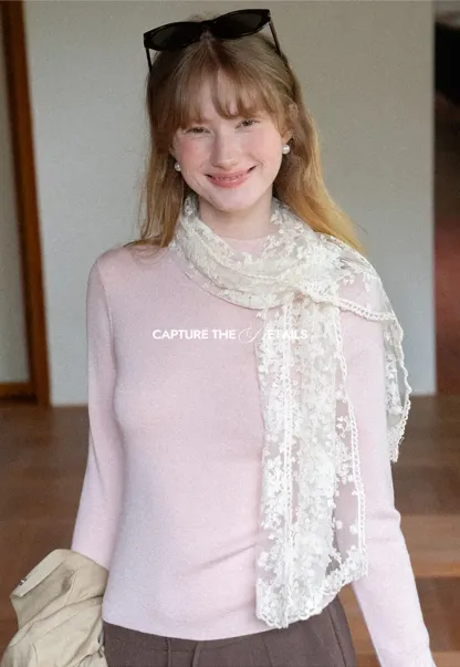 High Neck Long Sleeve Wool Knit Sweater