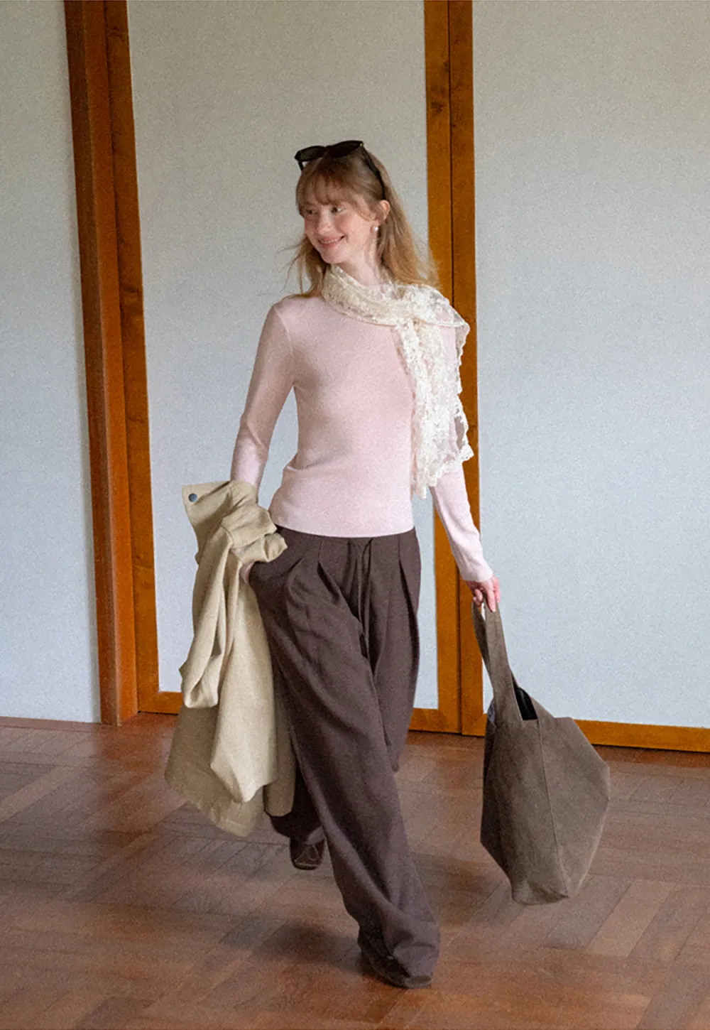 High Neck Long Sleeve Wool Knit Sweater