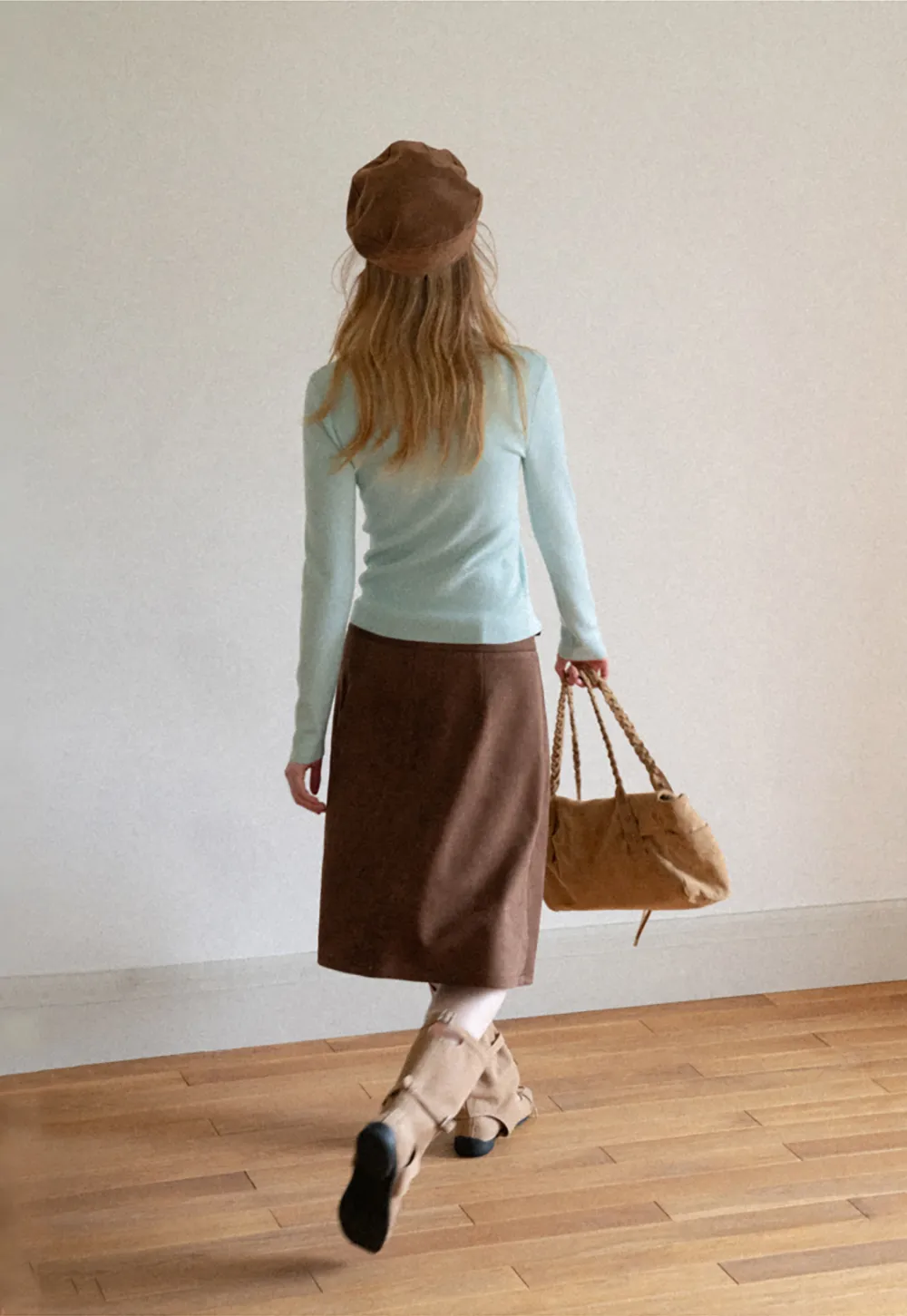 High Neck Long Sleeve Wool Knit Sweater