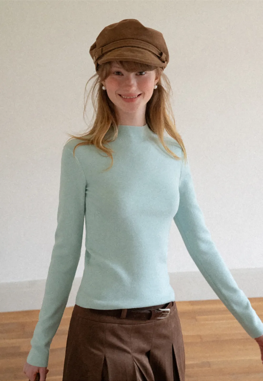 High Neck Long Sleeve Wool Knit Sweater