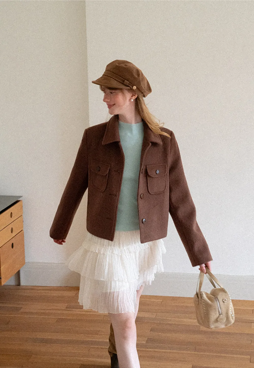 High Neck Long Sleeve Wool Knit Sweater