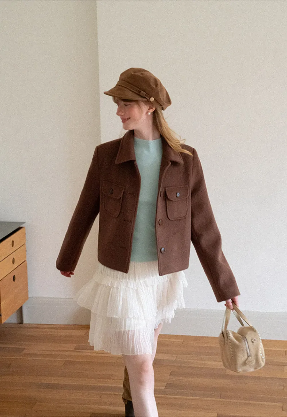 High Neck Long Sleeve Wool Knit Sweater