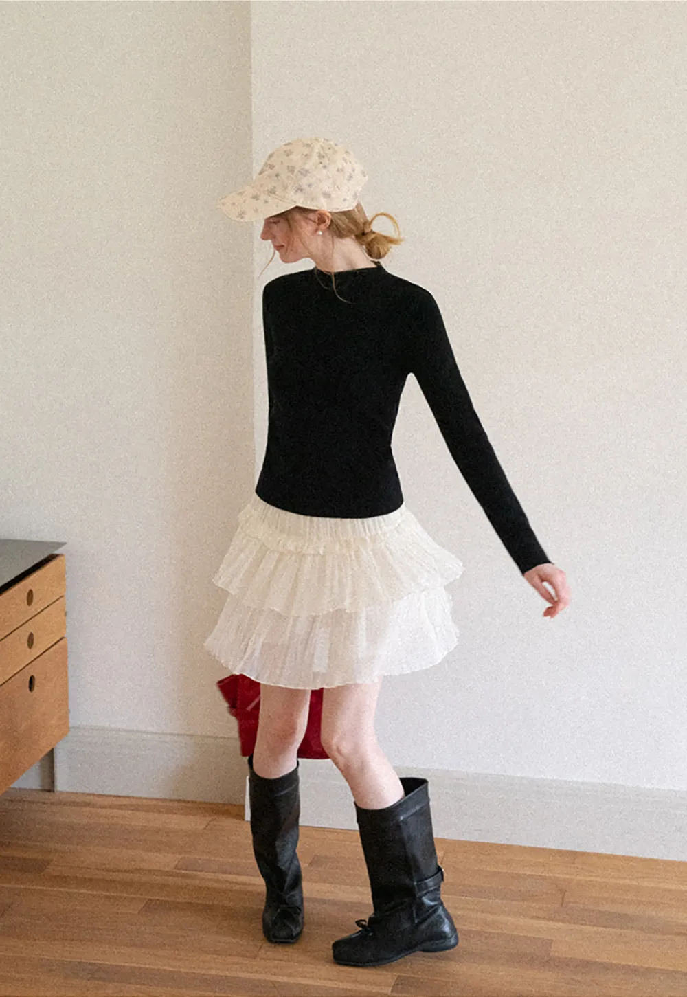 High Neck Long Sleeve Wool Knit Sweater