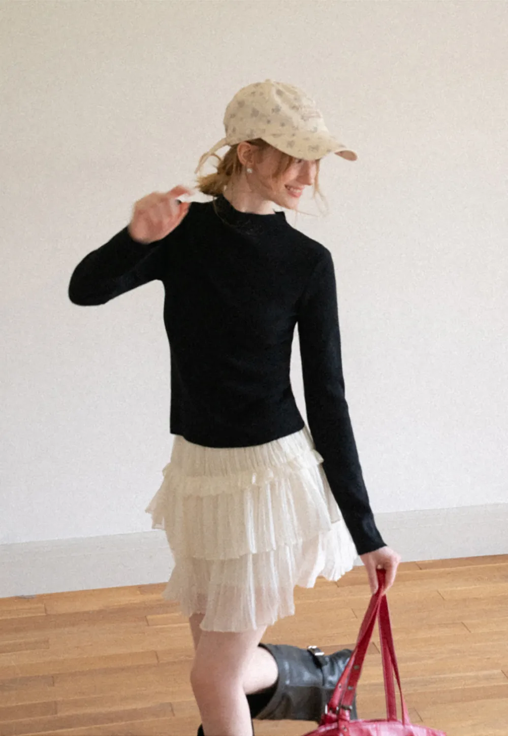 High Neck Long Sleeve Wool Knit Sweater