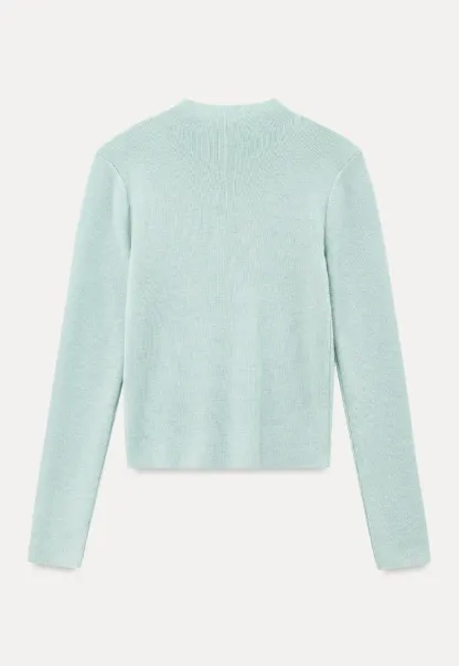 High Neck Long Sleeve Wool Knit Sweater