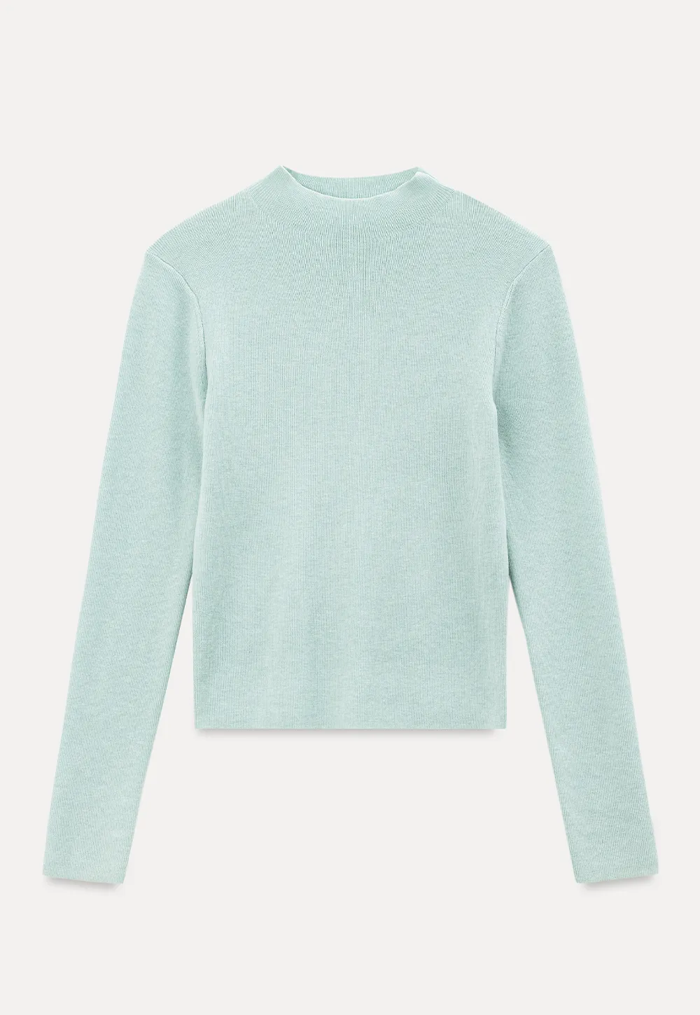 High Neck Long Sleeve Wool Knit Sweater
